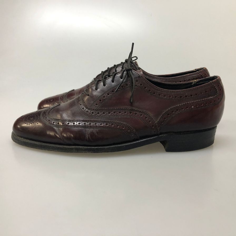 フローシャイム レザーシューズ フルブローグ ガラスレザー バーガンディ メンズ サイズ表記なし FLORSHEIM 約不明cm【AFC5】
