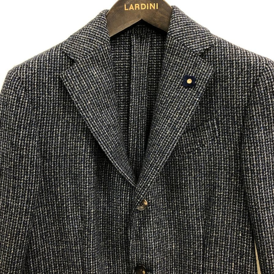 美品◆ラルディーニ ジャケット 3-B シングル ニット調  メンズ  ブルー系 サイズ 42 LARDINI 【AFA22】