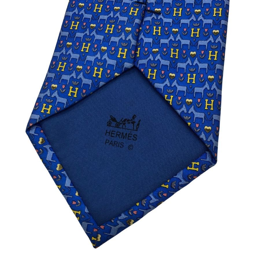 【極美品✨】エルメス ネクタイ ブラック 蹄 総柄 ヴィンテージ 90s シルク 美品 エルメス 馬蹄総柄 ネクタイ 黒×金 シルク ホース ブラック