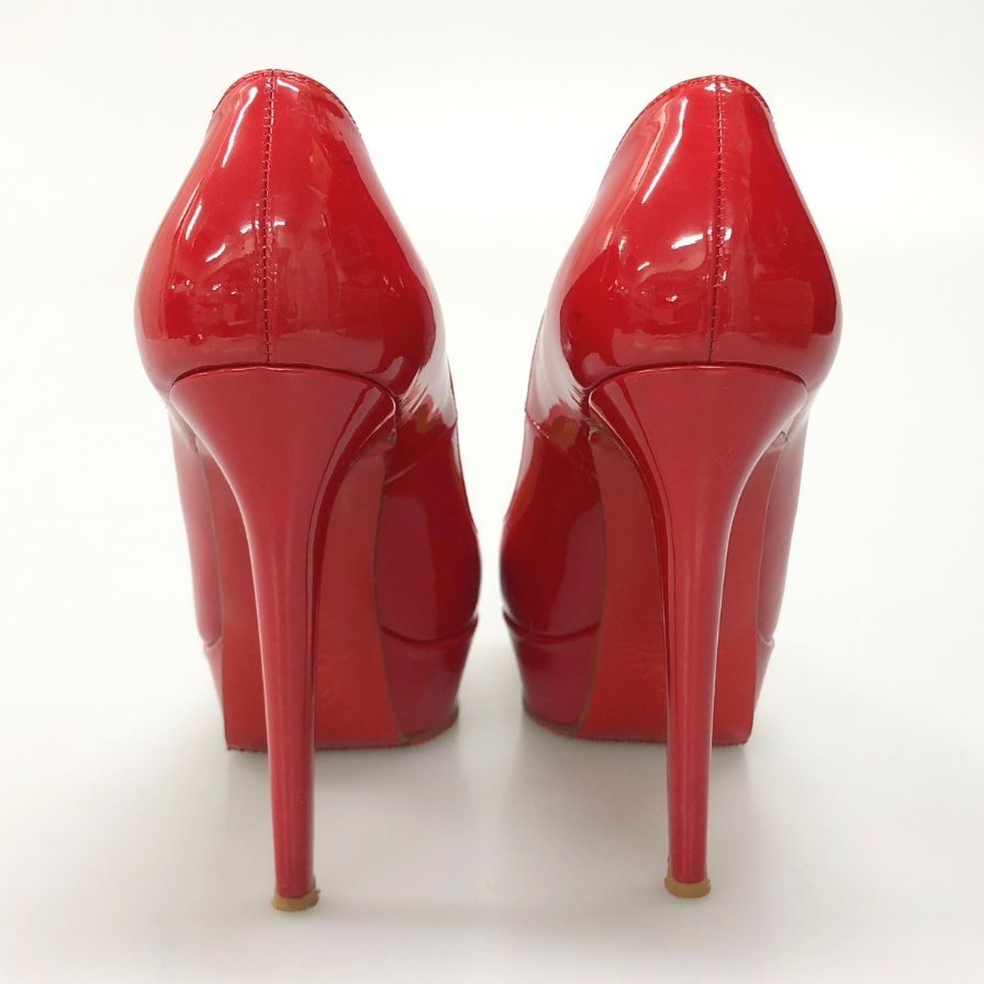 ルブタン ラウンドトゥ ハイヒール パテントレザー レッド サイズ35 Christian Louboutin 約22.5cm【AFD3】