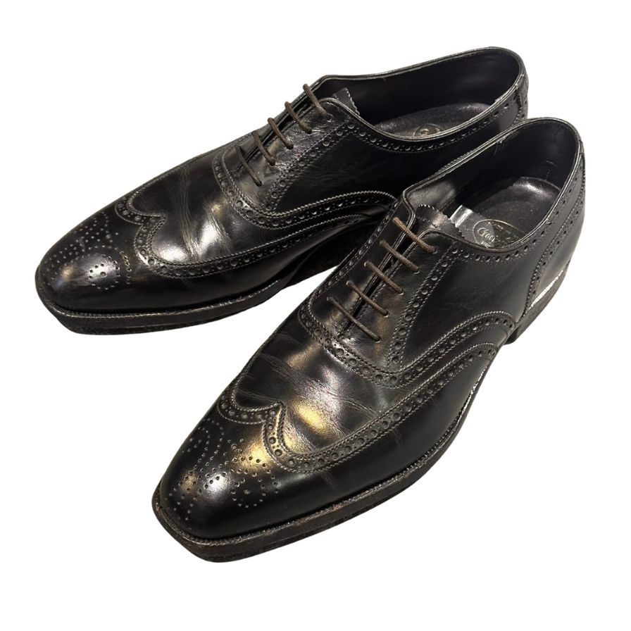 クロケット&ジョーンズ フルブローグ ブラック カーフ サイズUK7D CROCKETT&JONES ビジネスシューズ 約25.5cm【LA】【中古】