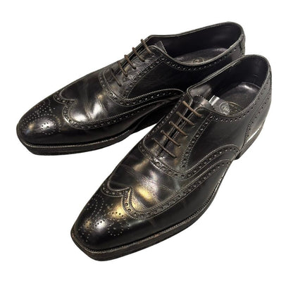 クロケット&ジョーンズ フルブローグ ブラック カーフ サイズUK7D CROCKETT&JONES ビジネスシューズ 約25.5cm【LA】【中古】