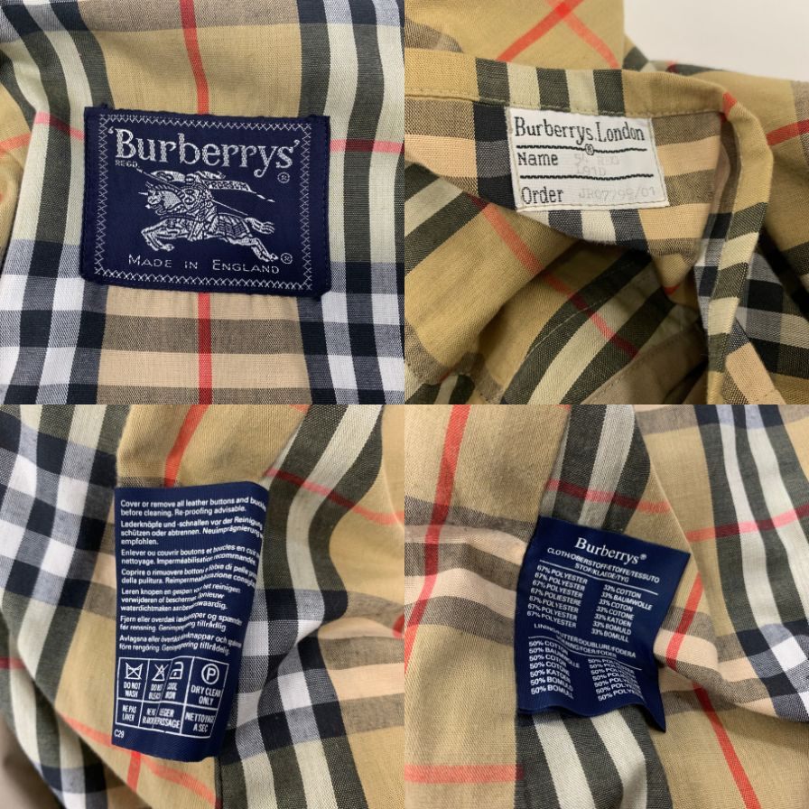 中古◆バーバリー トレンチコート 90S 旧タグ イングランド製 ベージュ メンズ サイズ表記なし Burberry 【AFA11】