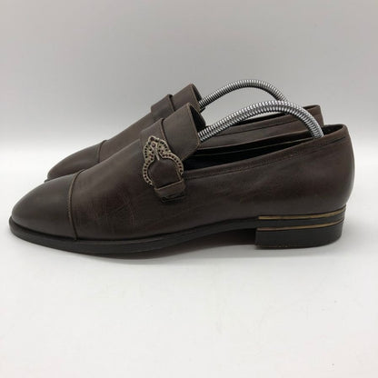 ジャンニ ヴェルサーチ クチュール レザーシューズ シングルモンク ベルト ストラップ ブラウン サイズ5.5 GIANNI VERSACE 約24.5cm【PTM3】