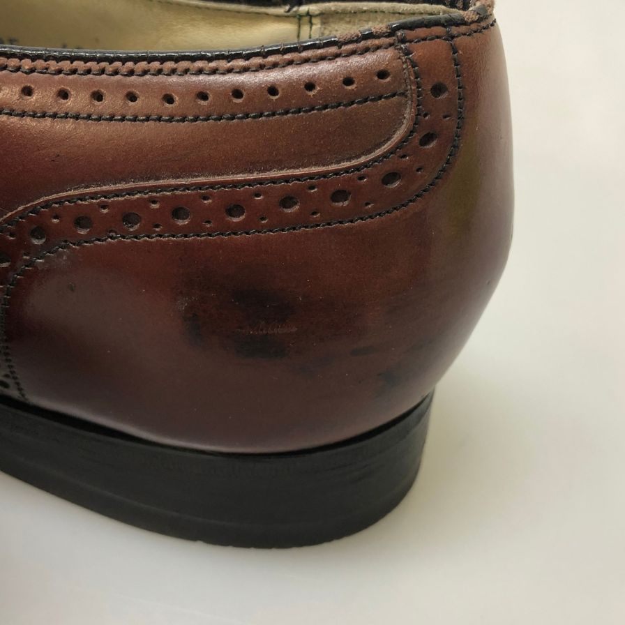フローシャイム レザーシューズ フルブローグ ガラスレザー バーガンディ メンズ サイズ9 FLORSHEIM 約27.0cm【AFC9】