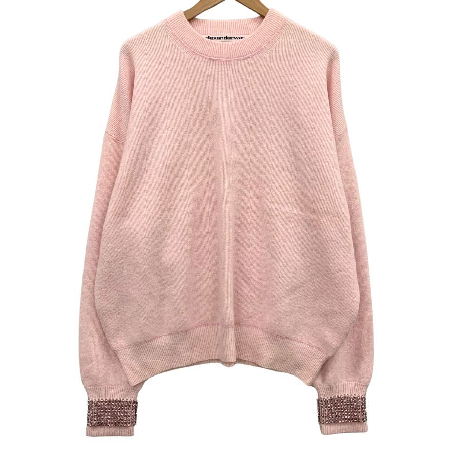 極美品◆アレキサンダーワン 長袖 セーター  ニット 袖ビジュー レディース サイズL  ピンク Alexander Wang 【AFB1】