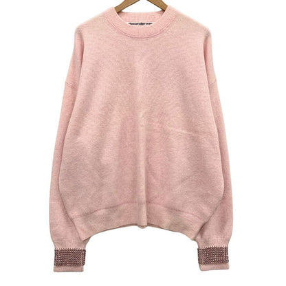 極美品◆アレキサンダーワン 長袖 セーター  ニット 袖ビジュー レディース サイズL  ピンク Alexander Wang 【AFB1】