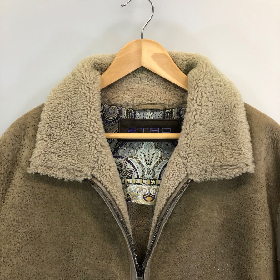 極美品◆エトロ ムートンコート シープスキン サイズXL ブラウン ETRO 【AFF22】