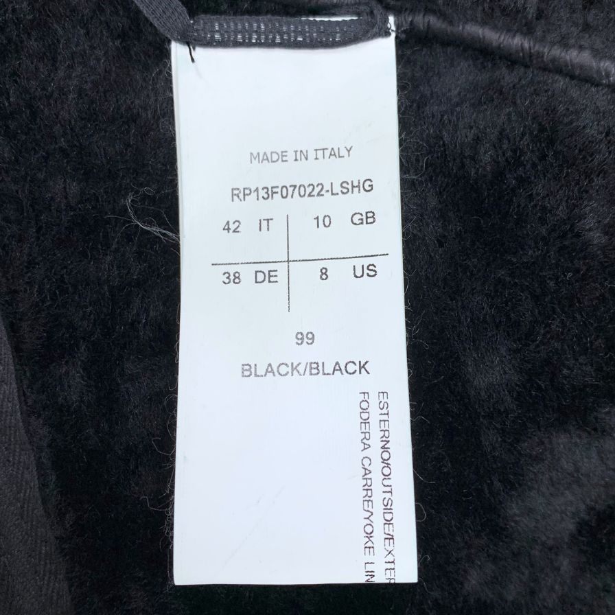 美品◆リックオウエンス レザー ブルゾン ショートスリーブ ラム ムートン レデイース RP13F07022 サイズ42  ブラック Rick Owens 【AFA13】