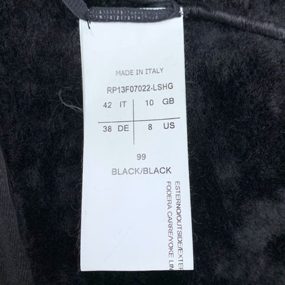 美品◆リックオウエンス レザー ブルゾン ショートスリーブ ラム ムートン レデイース RP13F07022 サイズ42  ブラック Rick Owens 【AFA13】