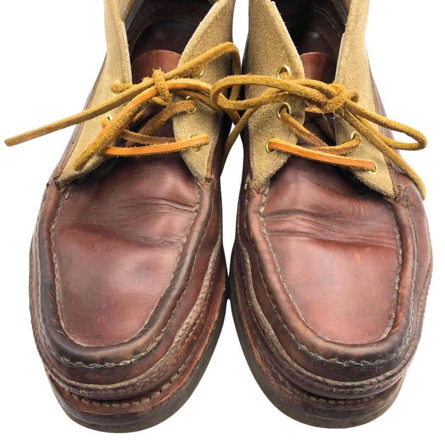 ラッセルモカシン チャッカブーツ スポーティングクレー スエード レザー 切替 2トーン ブラウン ベージュ メンズ サイズ US7B RUSSELL MOCCASIN 約25.0cm【AFC7】