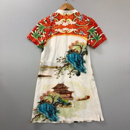 美品◆ヴィヴィアンタム 半袖ワンピース ハーフボタン 総柄 レディース サイズ0 VIVIENNE TAM 【AFB48】