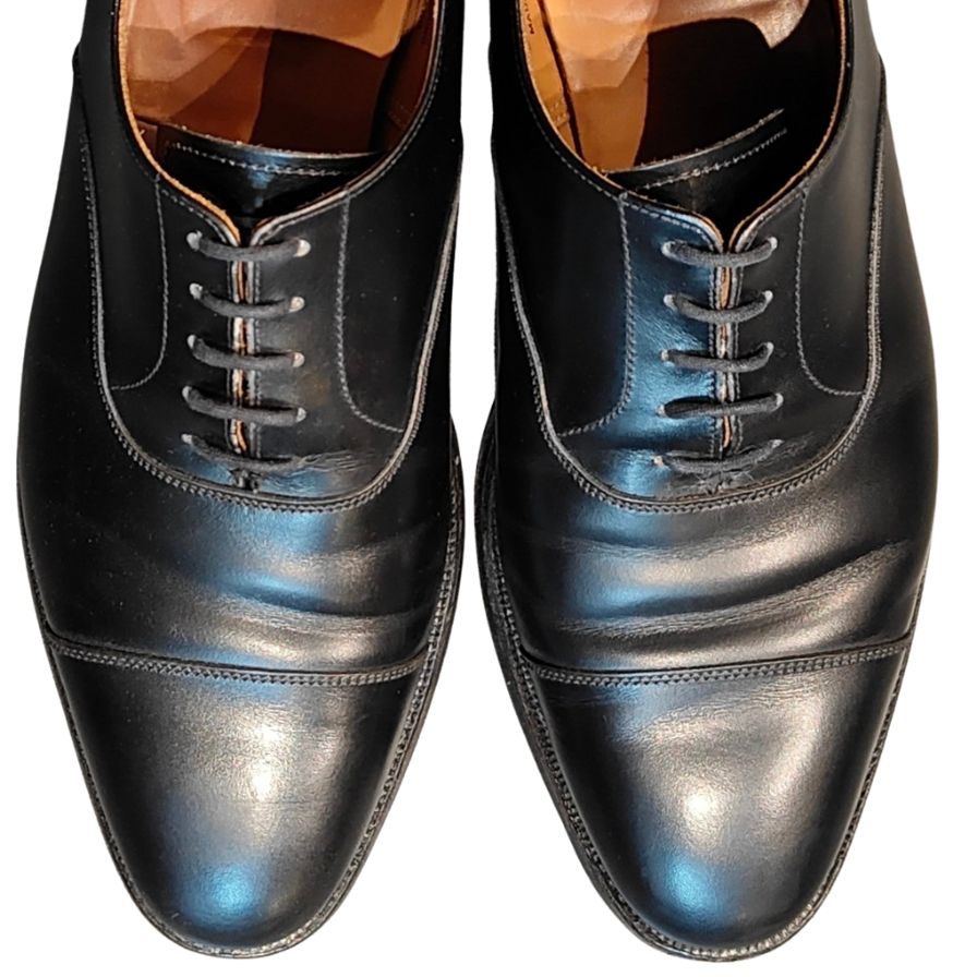 クロケット&ジョーンズ レザーシューズ 内羽根 ストレートチップ コノート 236ラスト メンズ ブラック サイズ9E CROCKETT&JONES CONNAUGHT ビジネスシューズ 約27.5cm【LA】【中古】