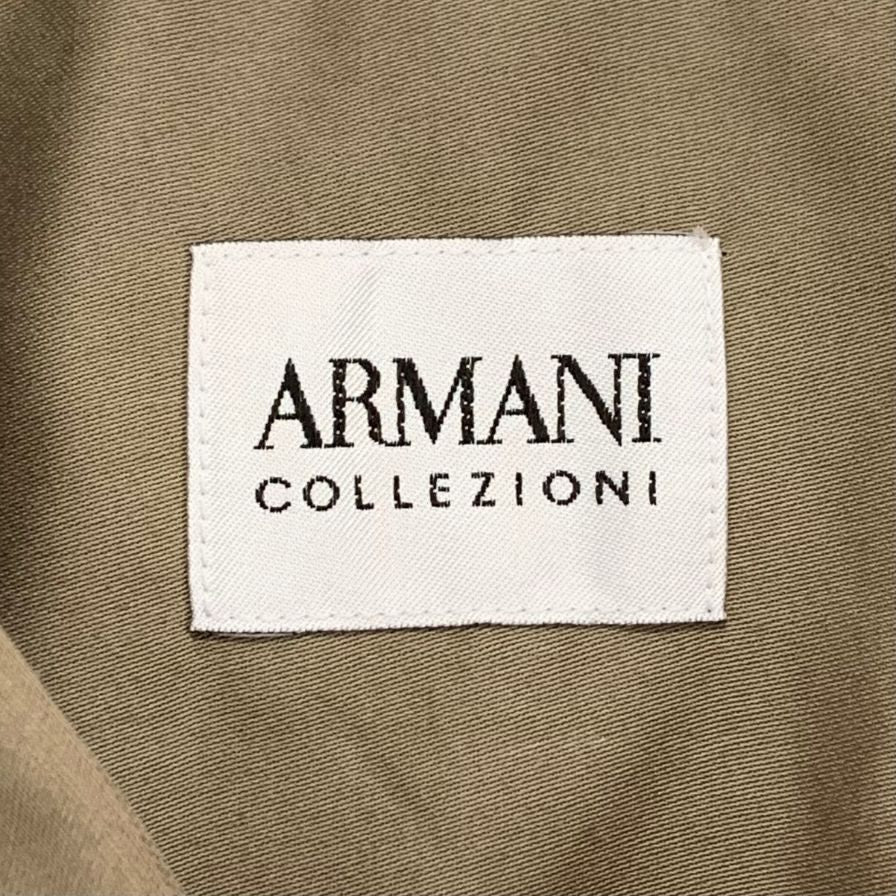 新品同様◆アルマーニコレッツォーニ 長袖 シャツ 異素材 ビスコース×ウール メンズ サイズXL ブラウン ARMANICOLLEZIONI 【AFB12】