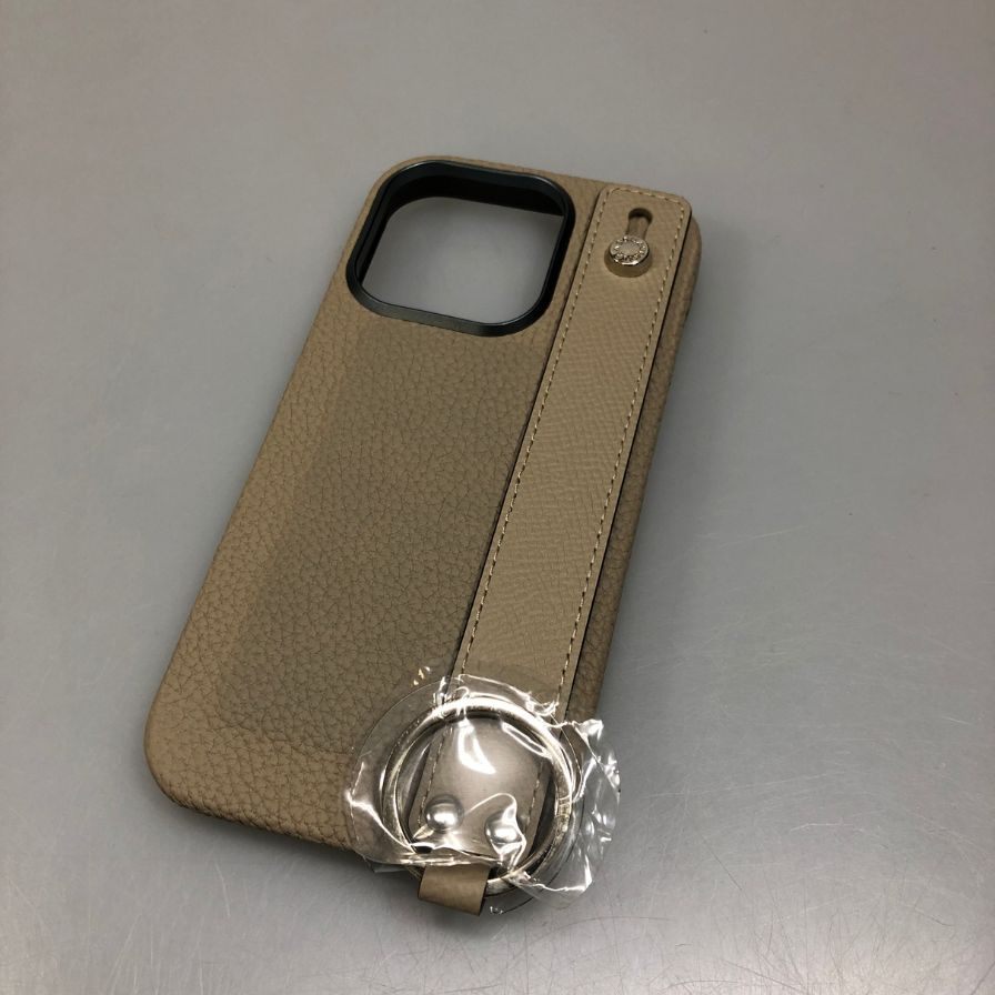 ボナベンチュラ iphoneケース 16PRO対応 リング付き グレージュ シルバー金具【AFI28】【中古】