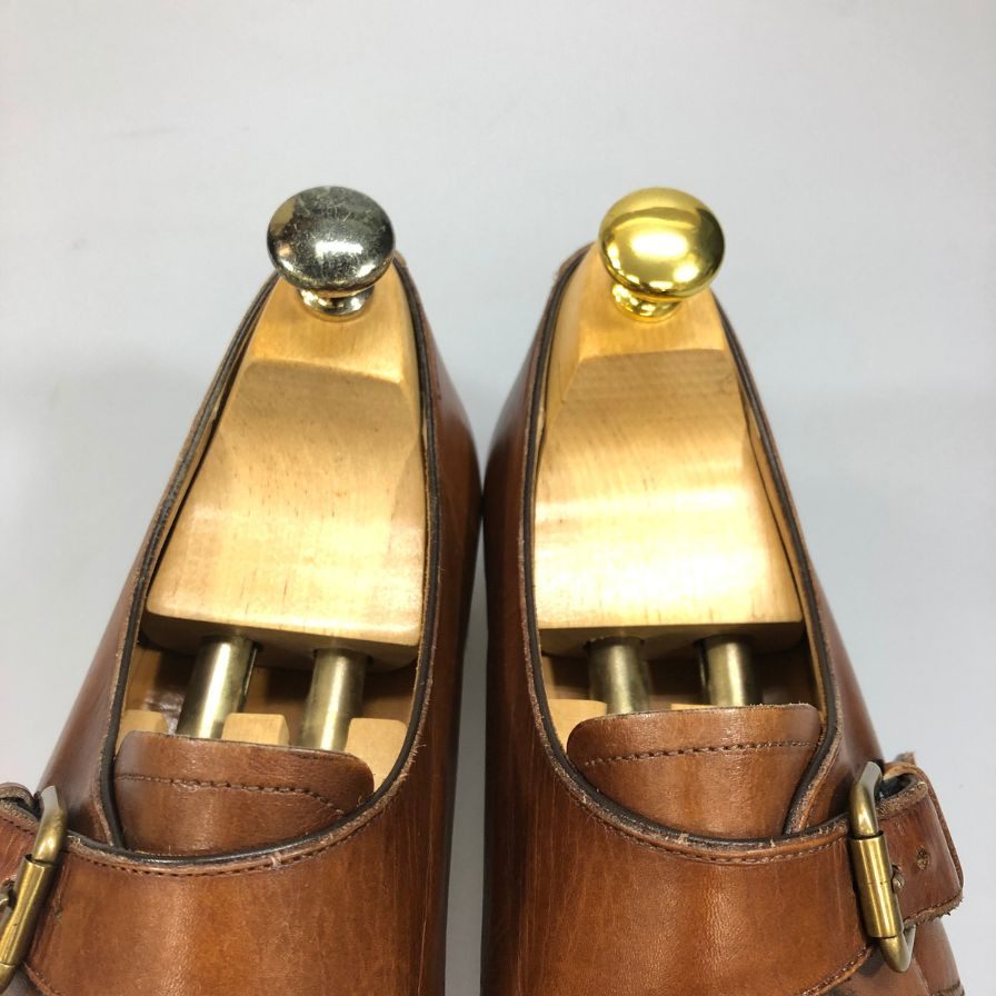 ポロ ラルフローレン レザーシューズ シングルモンク ブラウン メンズ サイズ8E POLO RALPH LAUREN 約26.0cm【AFC40】