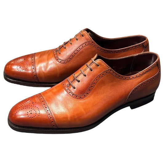 クロケット&ジョーンズ レザーシューズ アルビオン セミブローグ カーフ ブラウン サイズ7.5E メンズ Crockett&Jones ビジネスシューズ 約25.5cm【LA】【中古】