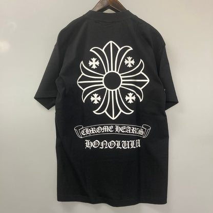 極美品◆クロムハーツ Tシャツ ポケットT 胸元ロゴ バックプリント クロス HONOLULU ブラック サイズL メンズ CHROME HEARTS 【AFB35】