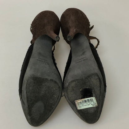 ランバン パンプス レザー サテン クリスタル ハイヒール サイズ36.5 レディース ブラック ブラウン Lanvin 約23.5cm【AFC28】