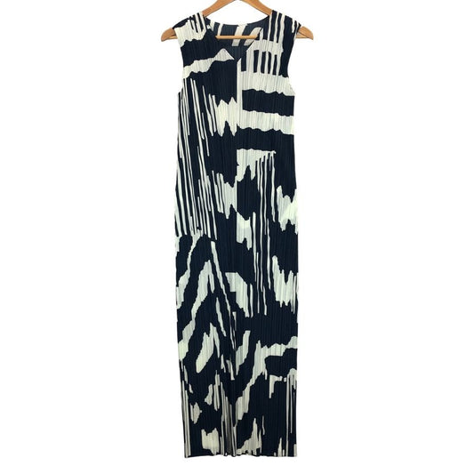 極美品◆プリーツプリーズ REFRACTION ノースリーブワンピース 総柄 サイズ4 レディース PP51JH706 PLEATS PLEASE ISSEY MIYAKE 【AFB41】