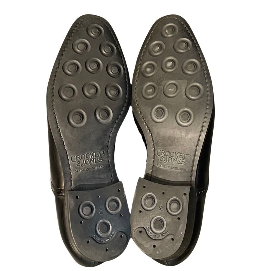 クロケット&ジョーンズ レザーシューズ トレーディングポスト別注 MALTON セミブローグ ブラック メンズ サイズUK6E CROCKETT&JONES  約24.5cm【LA】【中古】