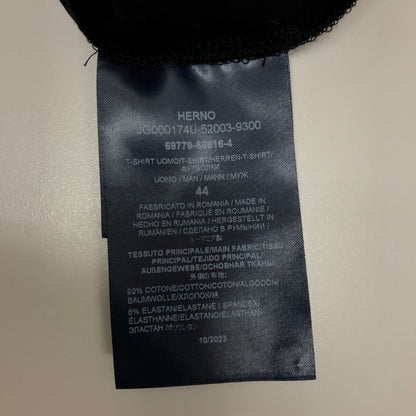 美品◆ヘルノ クルーネック コットン シャツ メンズ サイズ 44 ブラック HERNO 【AFB38】
