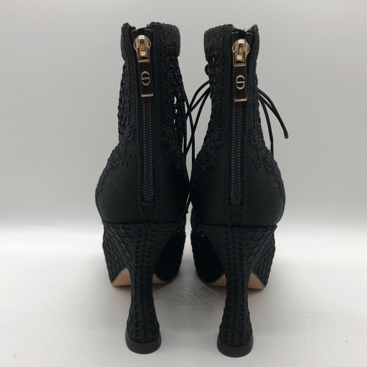 クリスチャン ディオール エンブロイダリー メッシュ ブーティ 2023 レディース サイズ38.5 ブラック Christian Dior 約25.5cm【AFC6】