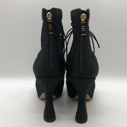 クリスチャン ディオール エンブロイダリー メッシュ ブーティ 2023 レディース サイズ38.5 ブラック Christian Dior 約25.5cm【AFC6】