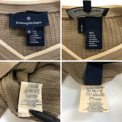 美品◆エルメネジルド ゼニア コットンニット ベージュ サイズM  Ermenegildo Zegna 【AFB12】