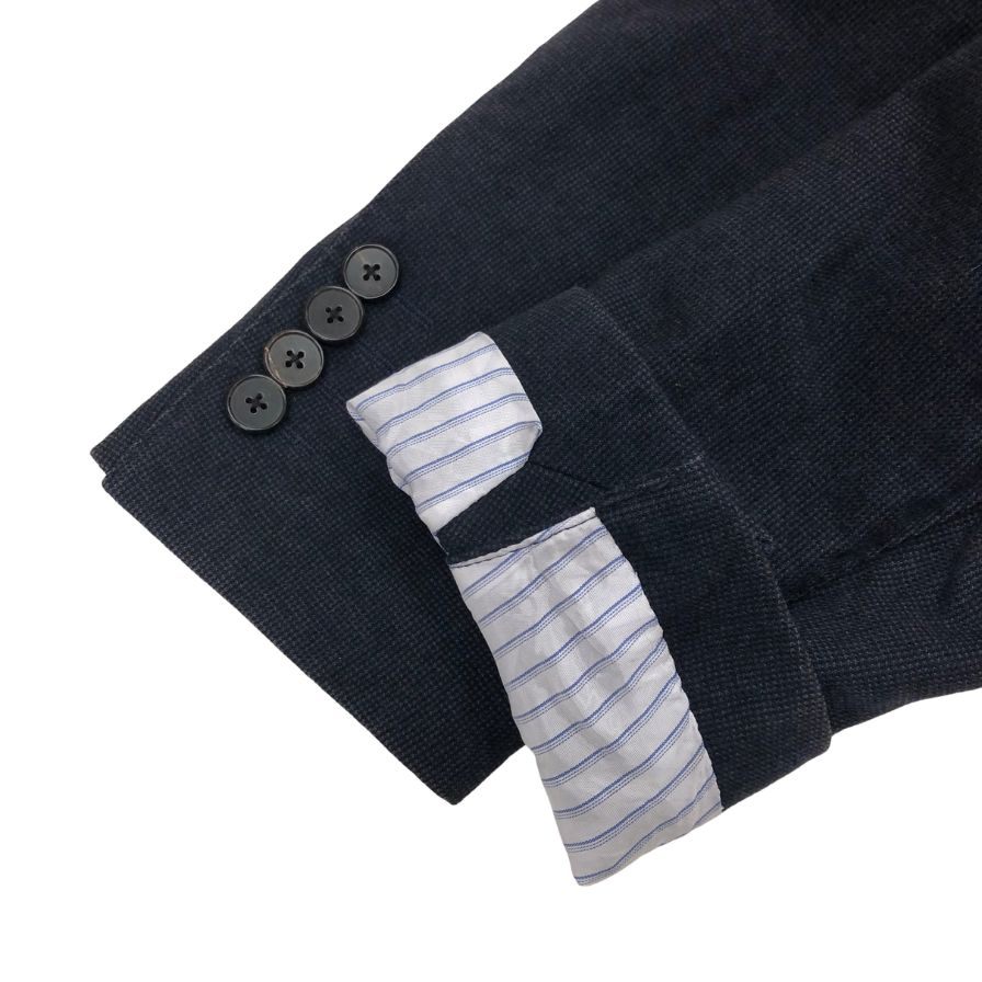 美品◆ラルディーニ テーラードジャケット ダブル ウール メンズ ブラック サイズ42 LARDINI 【AFB47】