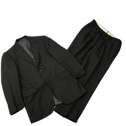 リングヂャケット×カノニコ スーツ セットアップ ストライプ サイズ48 ブラック系 メンズ RING JACKET VITALE BARBERIS CANONICO【AFA24】