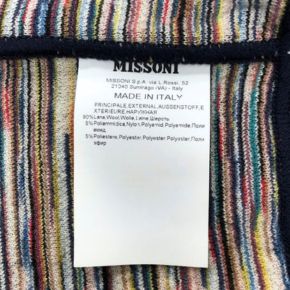 極美品◆ミッソーニ フロントジップ パーカー レディース 裏地総柄 ウール サイズ44 ネイビー MISSONI 【AFB17】