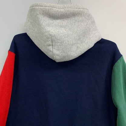 中古◆ポロ ラルフローレン 国内正規 ポロベア プルオーバー パーカー トリコカラー メンズ サイズM ネイビー  Polo Ralph Lauren 【AFB43】