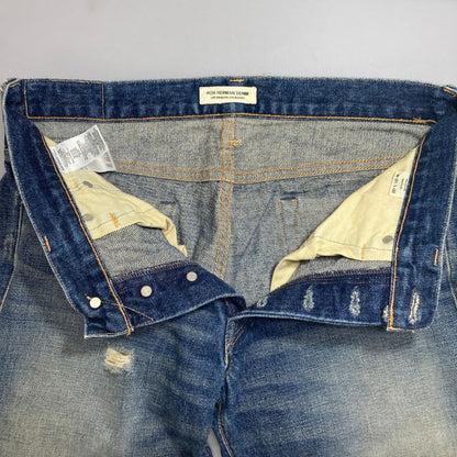 ロン ハーマン デニム パンツ ダメージ加工 USA製 セルビッジ 青耳 メンズ サイズ31 インディゴ Ron Herman Denim 【AFB12】