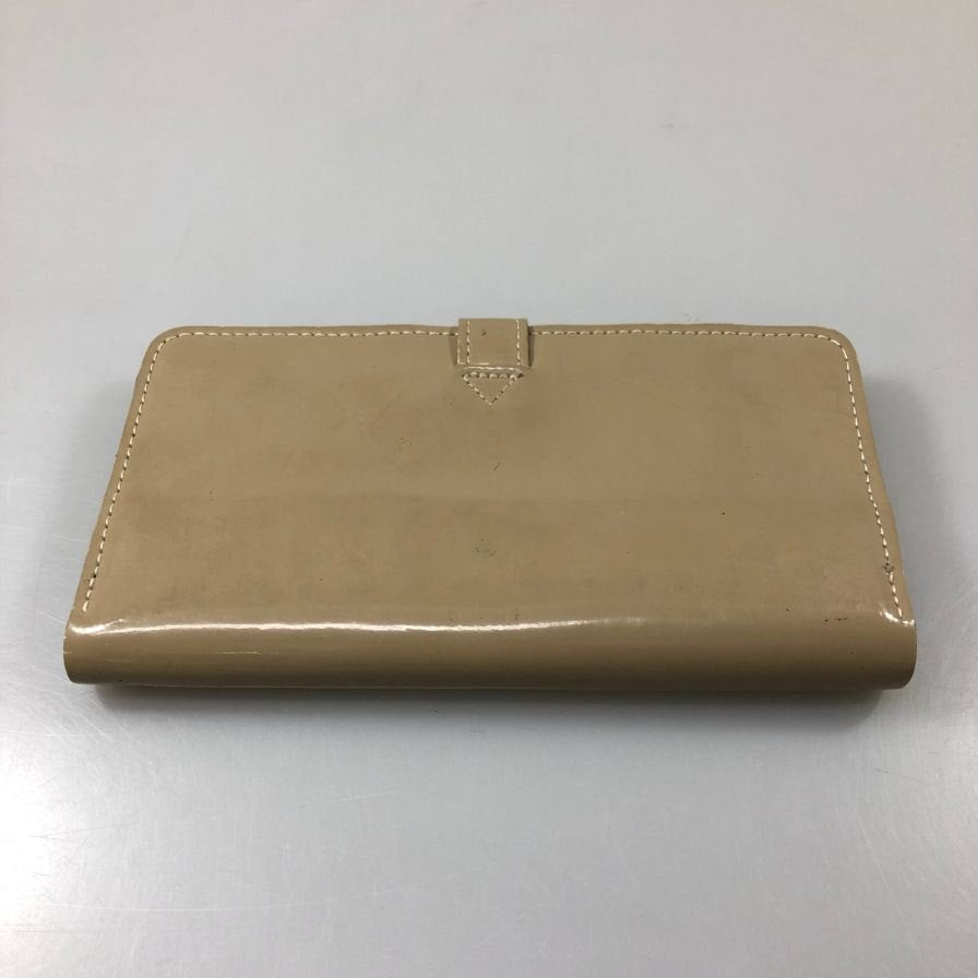 グレンロイヤル 長財布 二つ折り財布 フラップボタン エナメル×ブライドルレザー グレー ゴールド金具 GLENROYAL【AFI1】