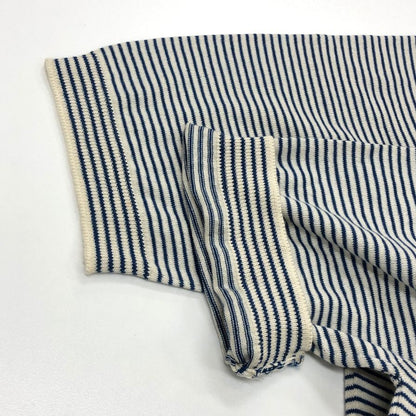 美品◆ジョンスメドレー ポロシャツ シーアイランドコットン ボーダー柄 メンズ ブルー サイズ不明 JOHN SMEDLEY 【AFB34】