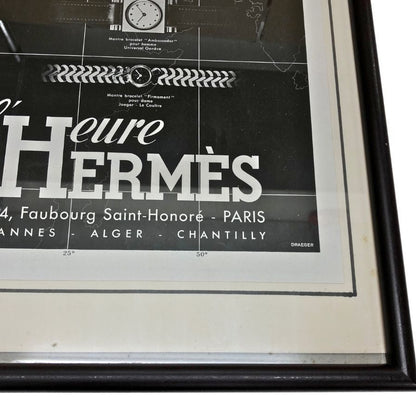 エルメス ポスター リストウォッチ 秒針 時計 ヴィンテージ 額付き HERMES【AFE13】【中古】