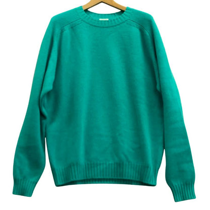 中古◆キャッシュ＆バルバ ニット Cash Baby 70 Crew ベビーカシミヤ100% メンズ サイズ3 グリーン cash＆barba 【AFB46】