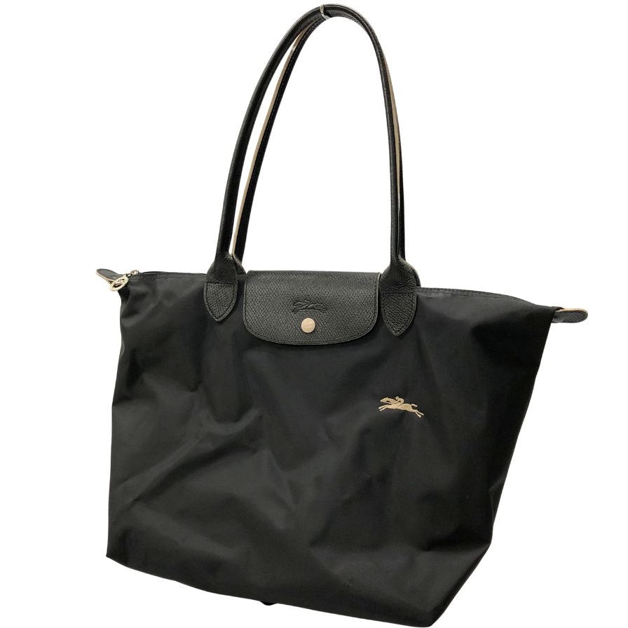 ロンシャン トートバッグ 折り畳み式 ナイロン×レザー ブラック レディース LONGCHAMP【AFE6】