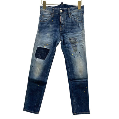 ディースクエアード デニムパンツ cool girl cropped jean エイジング加工 ペイント加工 コットン ポリウレタン サイズ38 レディース ブルー DSQUARED2 【AFB17】
