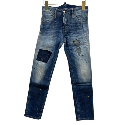 ディースクエアード デニムパンツ cool girl cropped jean エイジング加工 ペイント加工 コットン ポリウレタン サイズ38 レディース ブルー DSQUARED2 【AFB17】