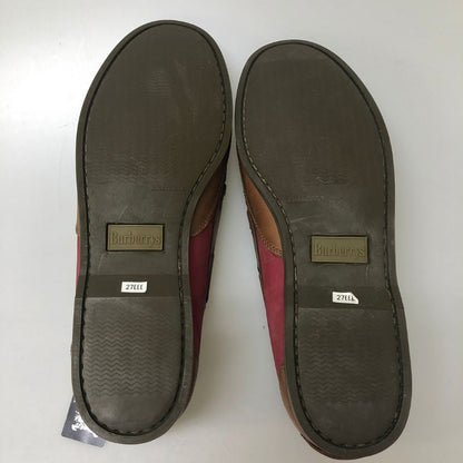 バーバリーズ シューズ デッキシューズ スリッポン レザー×ヌバック インソールノバ柄 メンズ サイズ27cmEEE ブラウン Burberrys 約27.0cm【AFD1】