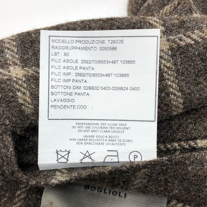 ボリオリ テーラードジャケット ドーバー チェック柄 ウール ブラウン系 メンズ サイズ48 BOGLIOLI【LA】