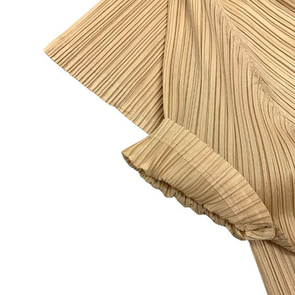 極美品◆プリーツプリーズ イッセイミヤケ プリーツコート PP91-JA163 ベージュ レディース サイズ3 PLEATS PLEASE ISSEY MIYAKE 【AFB16】