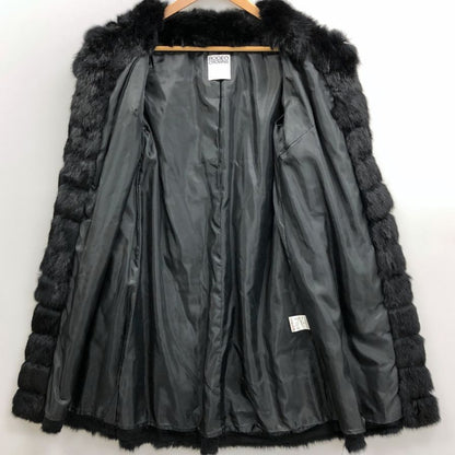美品◆ロデオクラウン コート ラビット ファー ハーフ ノーカラー ブラック レディース サイズM RODEO CROWNS 【AFF21】