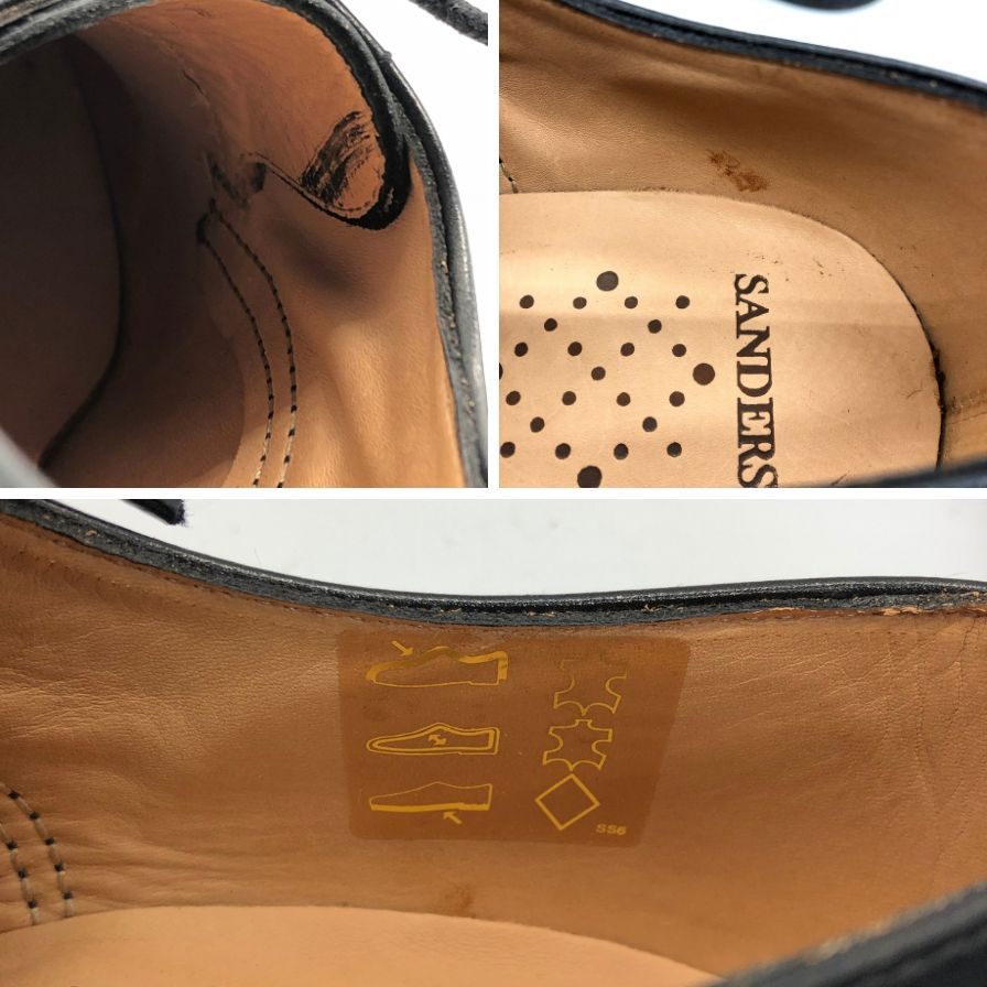 サンダース BGS コレクション パンチドキャップ、ダービー ブラック サイズ6 メンズ SANDERS 約25.0cm【AFD9】