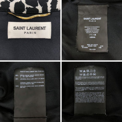 美品◆サンローランパリ 15SS ノースリーブ アニマル柄 ワンピース レディース サイズ38 ブラック  SAINT LAURENT PARIS 【AFB1】