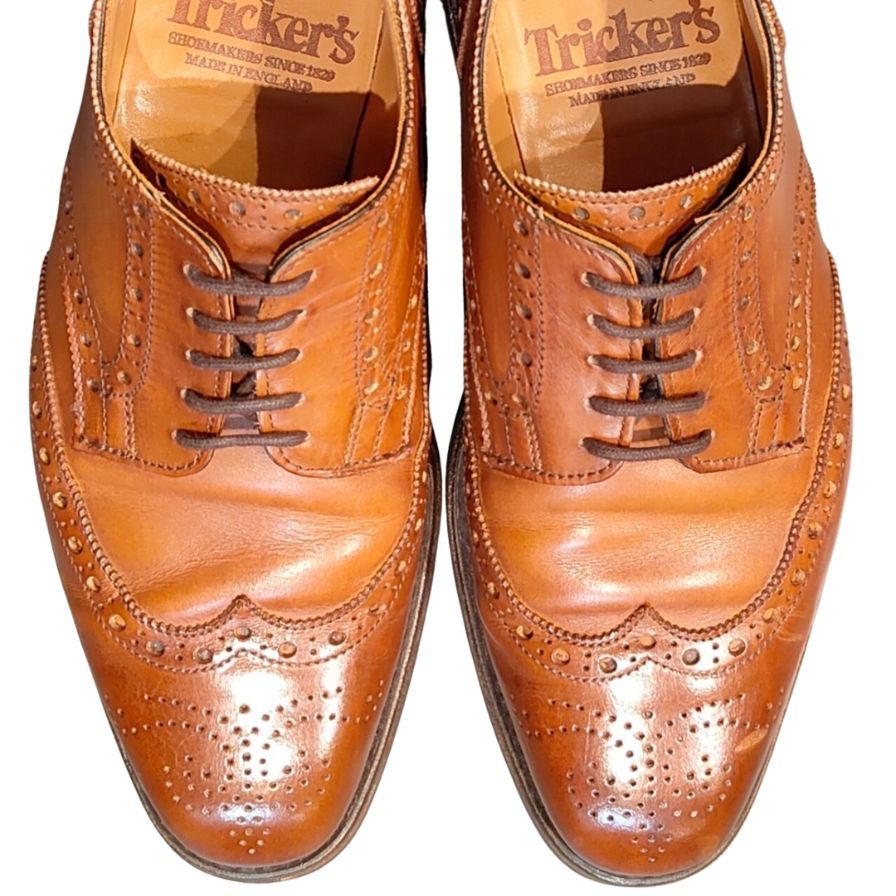 トリッカーズ レザーシューズ ニューバリー フルブローグ レザー ブラウン サイズ6 メンズ Tricker's NEWBURY ビジネスシューズ 約25.0cm【LA】【中古】