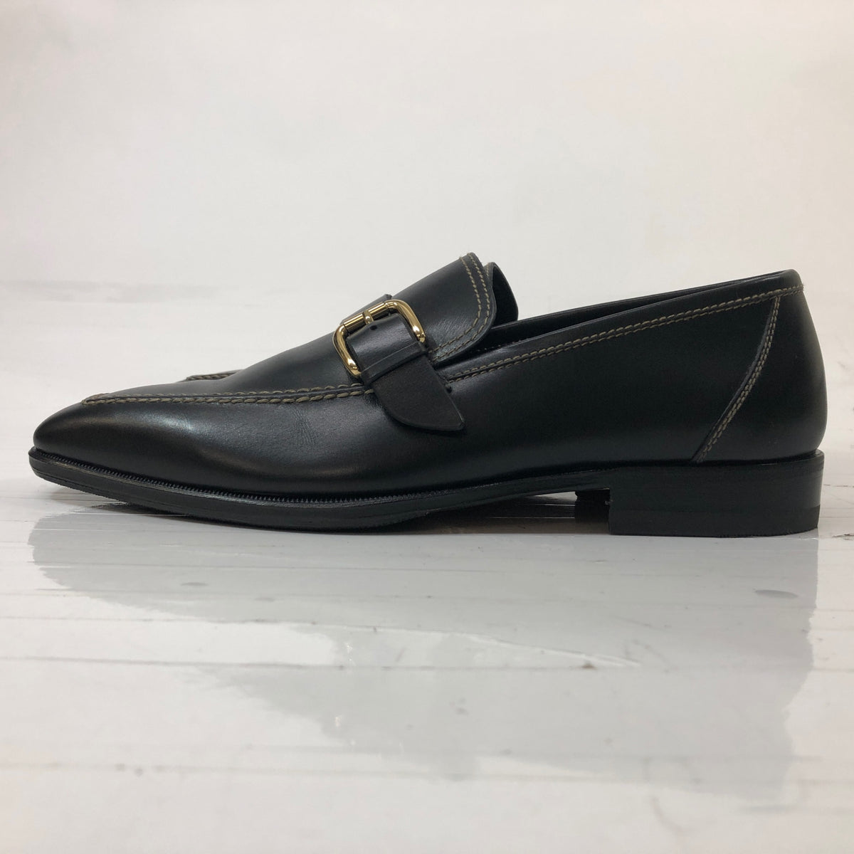 タニノクリスチー スリッポン シングルモンク スクエアトゥ ブラック メンズ サイズ7M TANINO CRISCI 約25.5cm【AFC50】