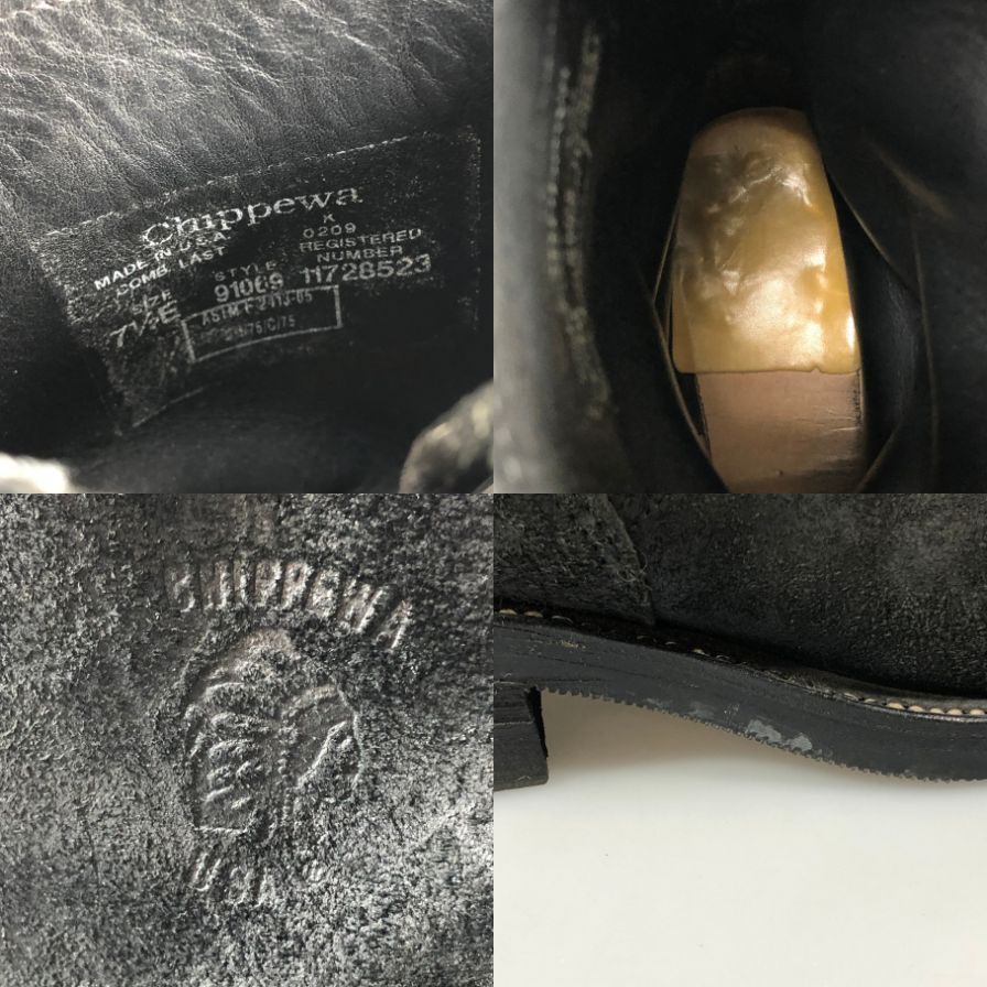 チペワ 91069 エンジニアブーツ スエード ブラック サイズUS7.5E メンズ CHIPPEWA 約25.5cm【AFI30】